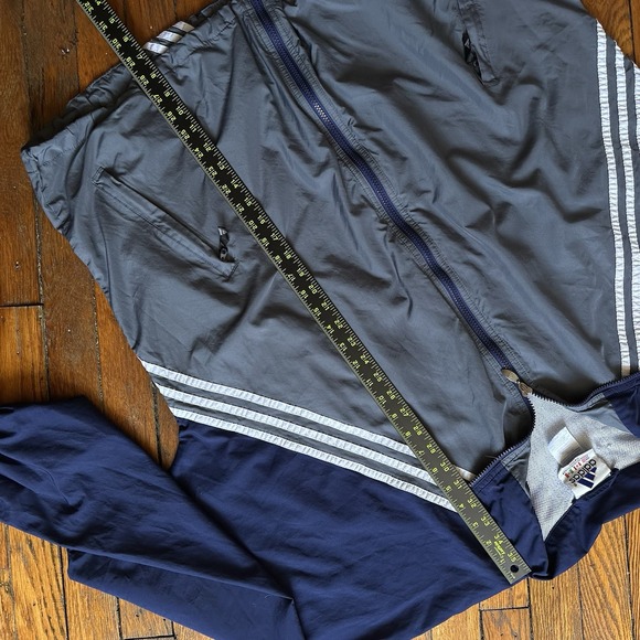 Vtg 90s Adidas Windbreaker Track Jacket‎ Bomber Men XL Blue Gray Color Block - Picture 7 of 8